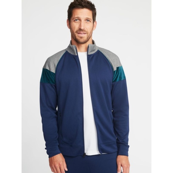 Go-dry Color-block Velour-trim Track Jacket New - Picture 1 of 1